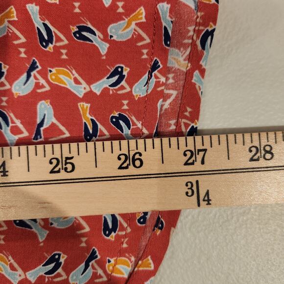 Beachlunchlounge Coral Birds Alanna Long Sleeve Button Up Blouse Size Medium - Picture 7 of 9